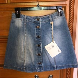 Light Wash Button Down Denim Skirt by CELLO JEANS